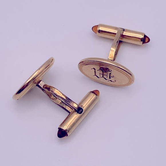 💝 Vintage Krementz Cufflinks Gold Initials - Picture 3 of 4